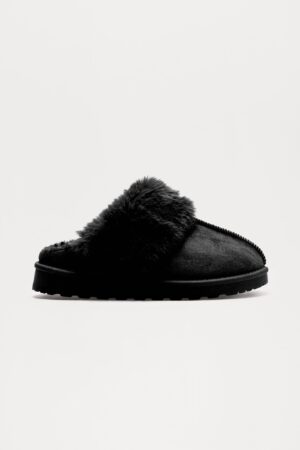 Pantuflas con Ribete de Piel Sintética y Punta Cerrada