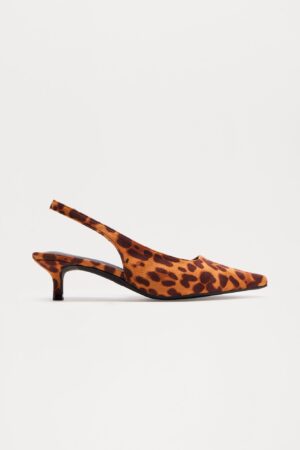Zapatos de Tacón Bajo Estilo Gatito con Hebilla Ajustable - Leopardo