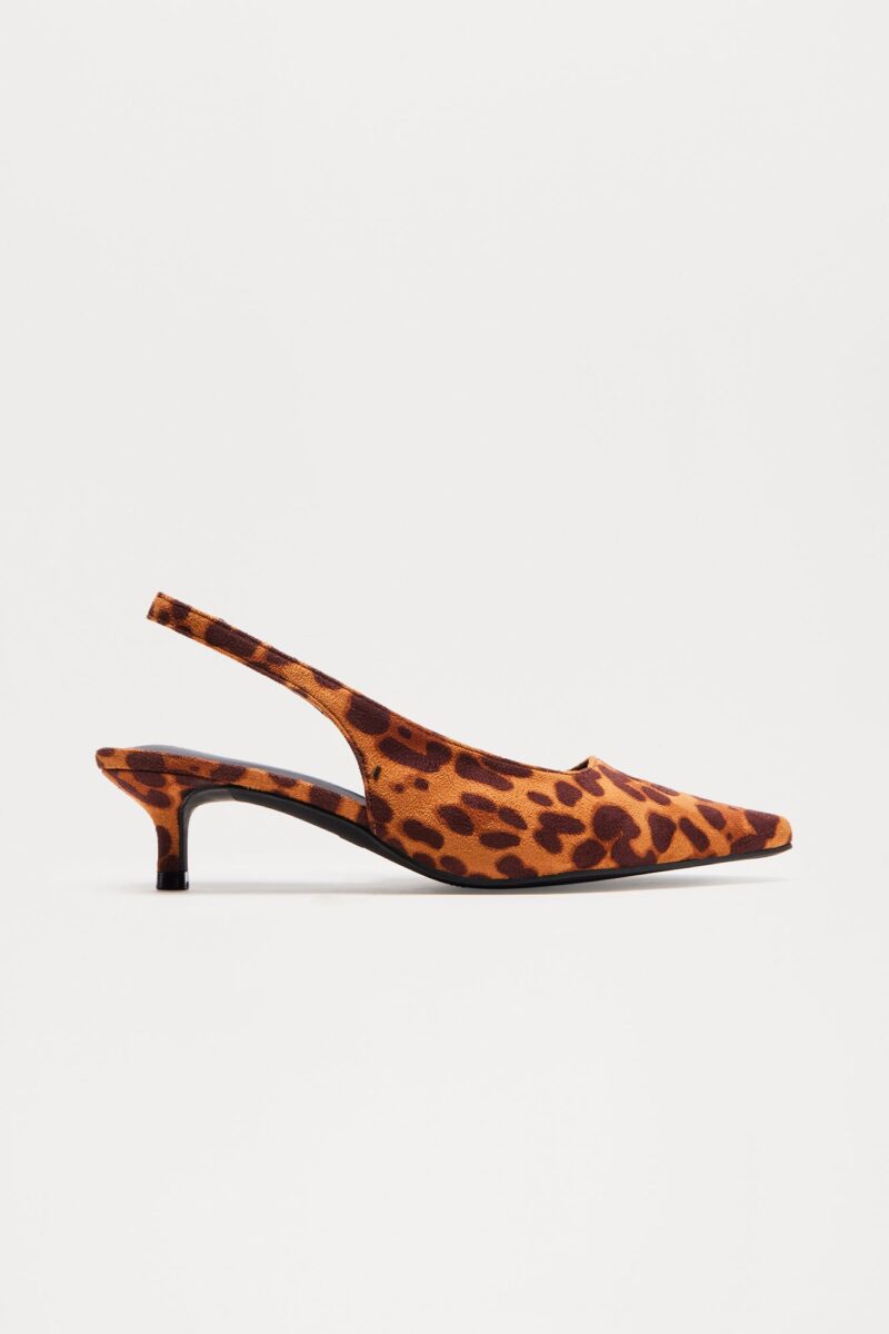 Zapatos de Tacón Bajo Estilo Gatito con Hebilla Ajustable - Leopardo