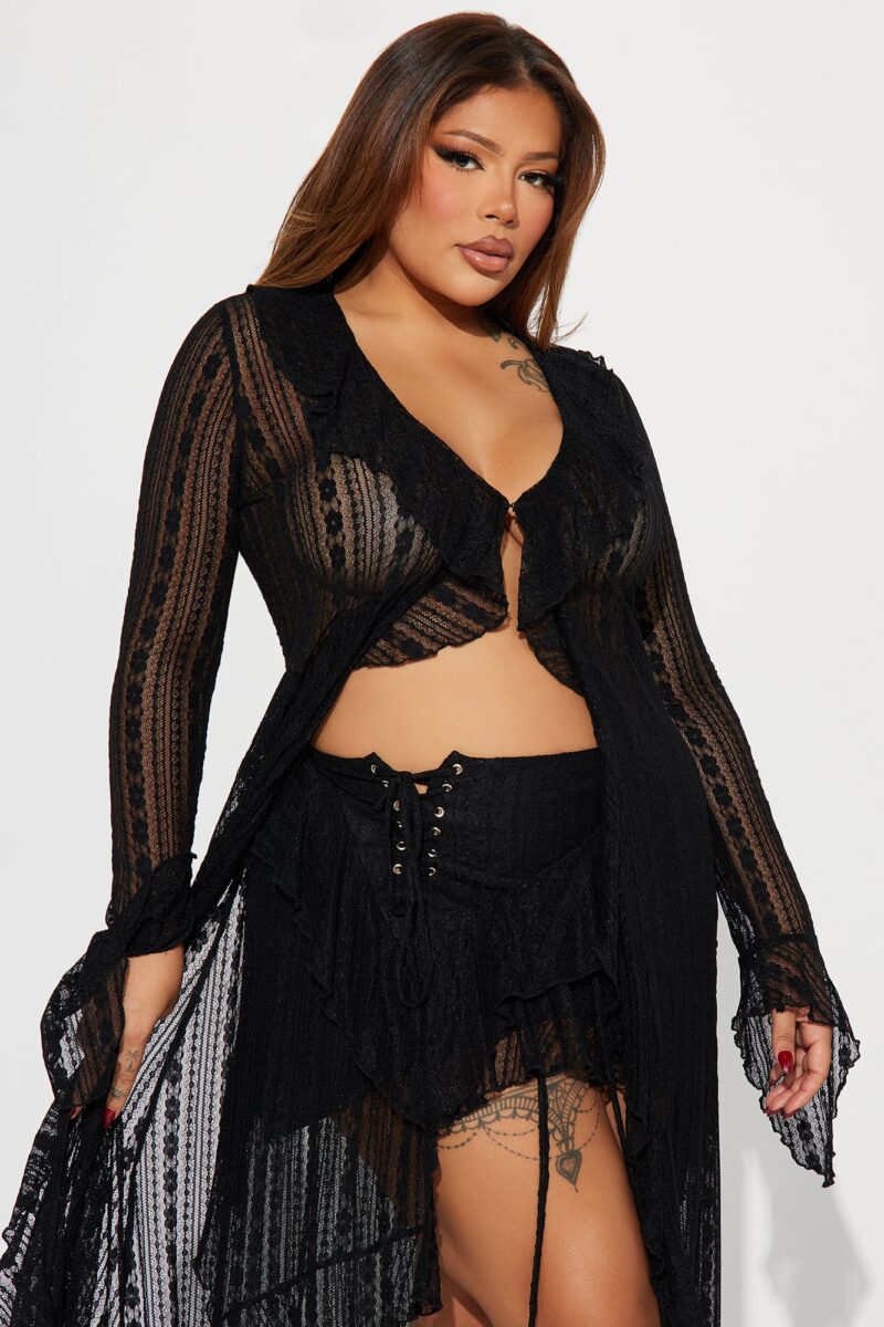 Conjunto de Falda Volanteada y Cardigan de Manga Larga - Image 7