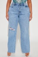 Jeans Rectos Estilo 90's con Rotos - Lavado Medio