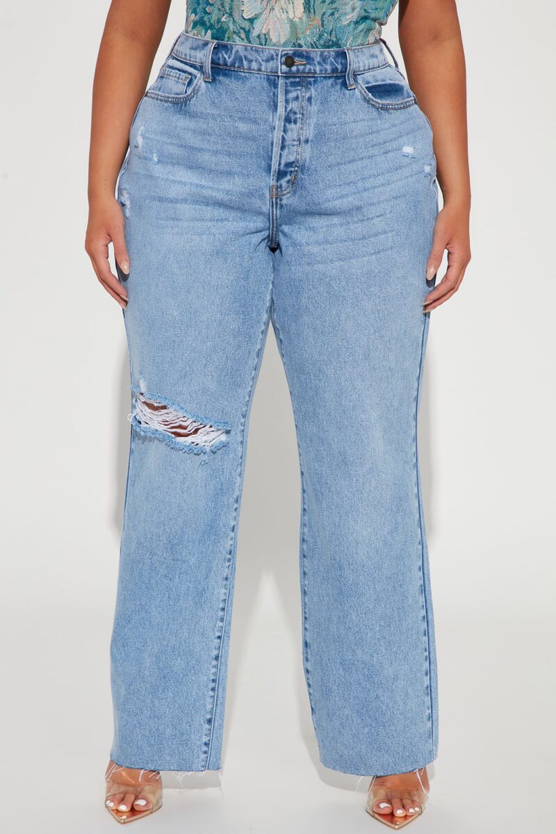 Jeans Rectos Estilo 90's con Rotos - Lavado Medio - Image 9