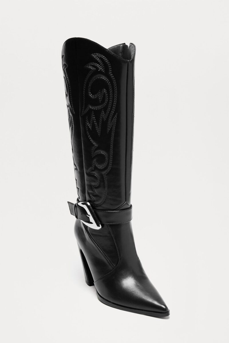 Botas de Vaquero Altas con Tacón y Detalles Metálicos - Image 3