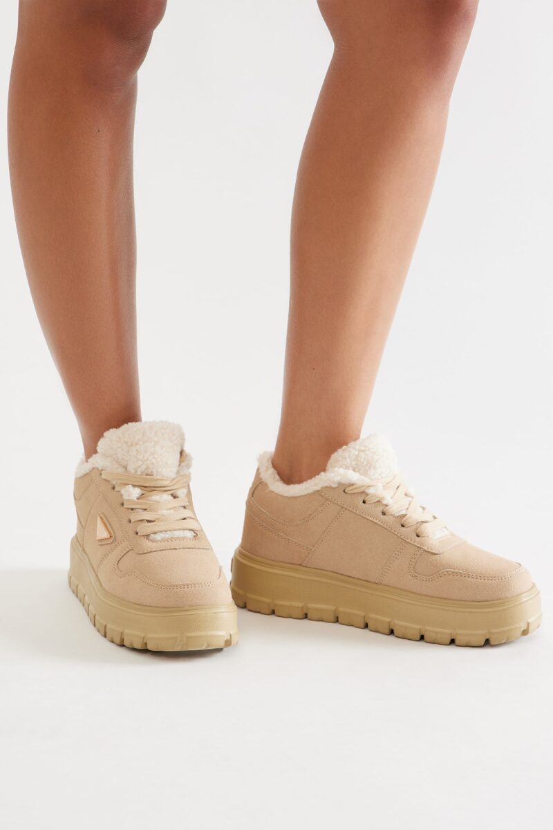 Zapatillas Deportivas con Borde de Piel Sintética - Beige - Image 2
