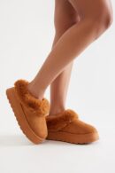 Botines con Borde de Piel y Suela Plana de 2.5cm