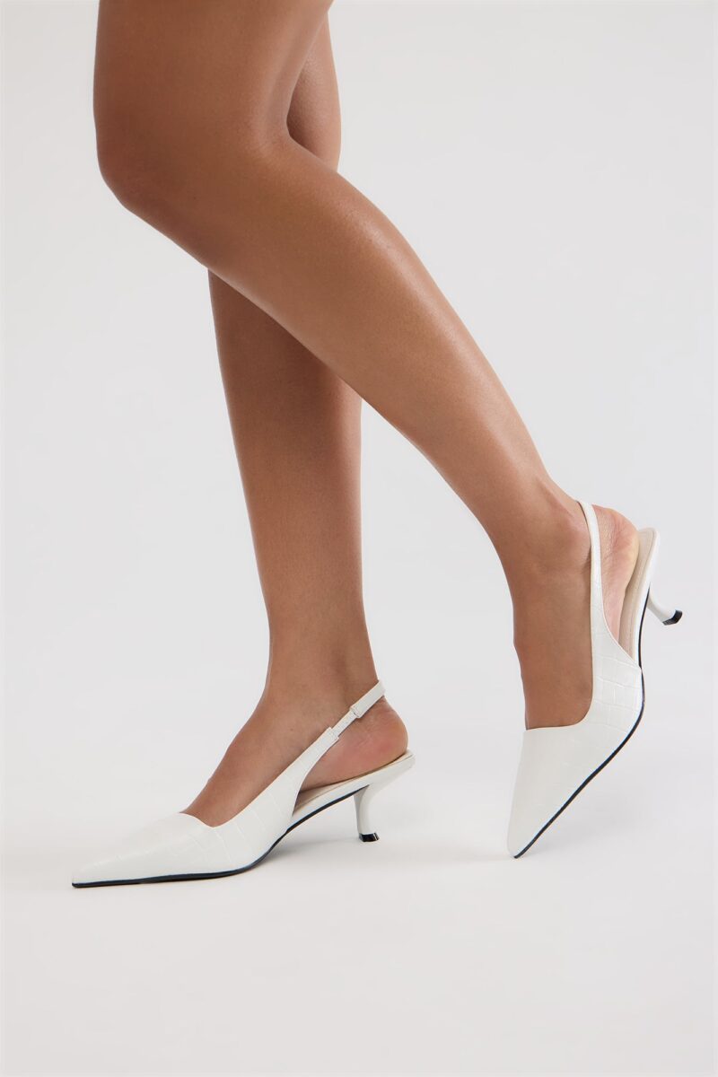 Zapatos de Tacón Medio Estilo Slingback con Textura de Cocodrilo - Image 7