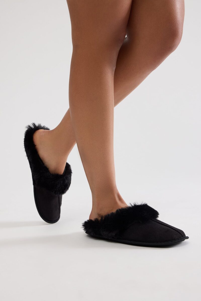 Pantuflas con Borde de Piel Sintética - Marrón - Image 4