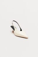 Zapatos de Tacón Bajo y Punta Fina con Correa Trasera - Blanco