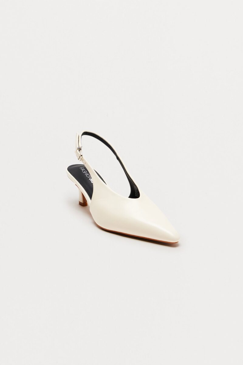 Zapatos de Tacón Bajo y Punta Fina con Correa Trasera - Blanco - Image 7