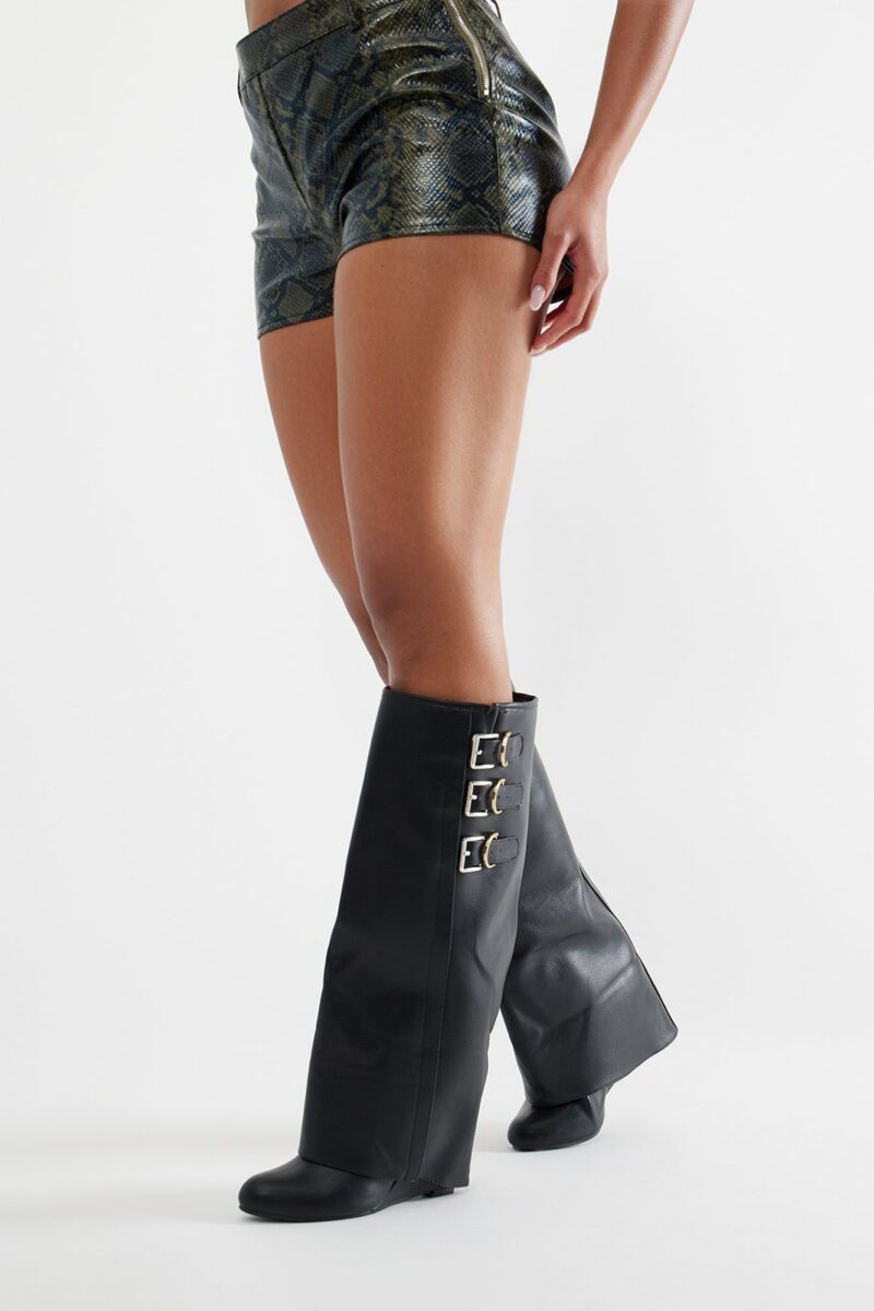 Botas Altas con Detalle de Solapa y Tacón Cuña - Image 4