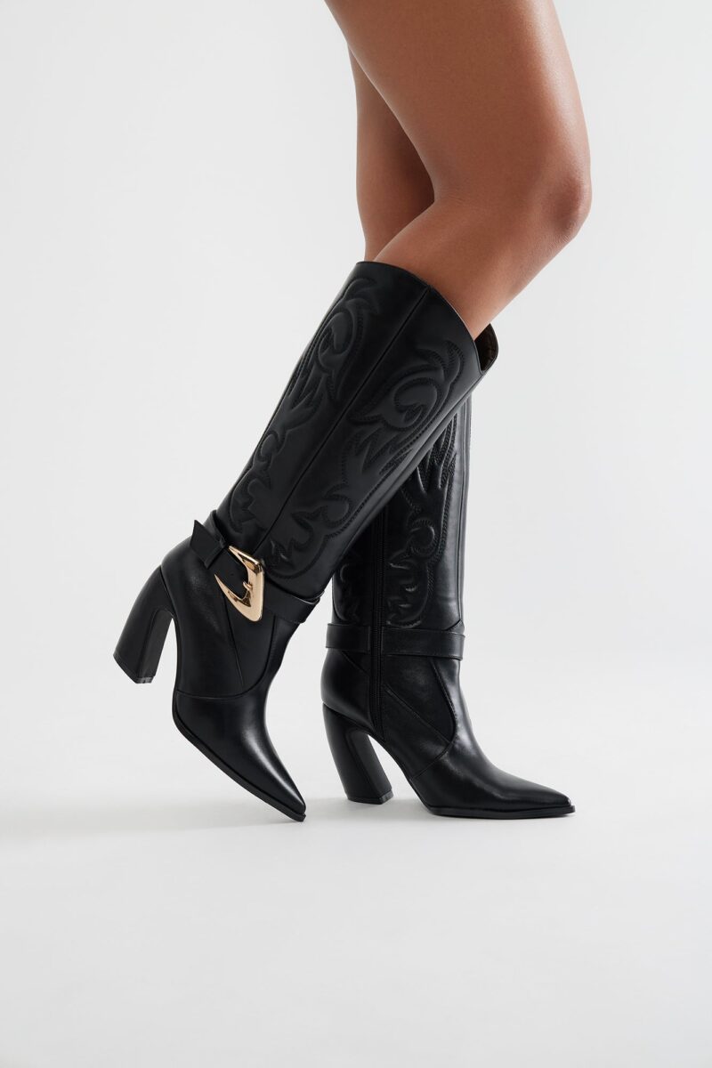 Botas de Vaquero Altas con Tacón y Detalles Metálicos - Image 2