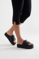 Sandalias de Plataforma Estilo Panther en Negro