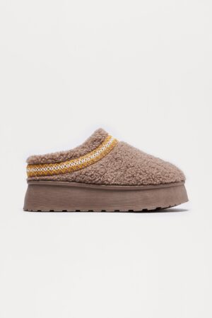 Botines Sherpa de Piel con Plataforma Baja