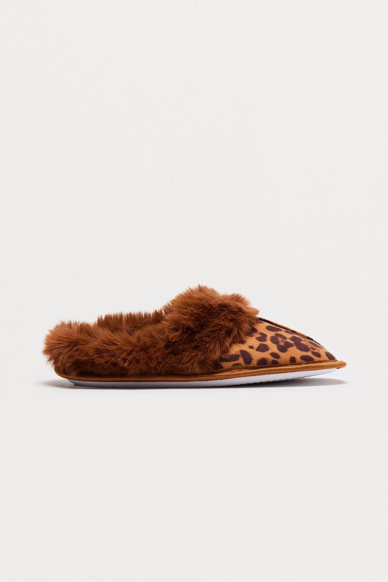 Pantuflas con Borde de Piel Sintética - Marrón - Image 15