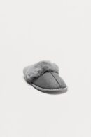 Pantuflas con Borde de Piel Sintética - Marrón