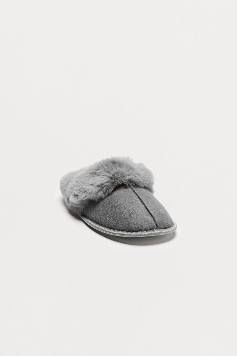 Pantuflas con Borde de Piel Sintética - Marrón - Image 11