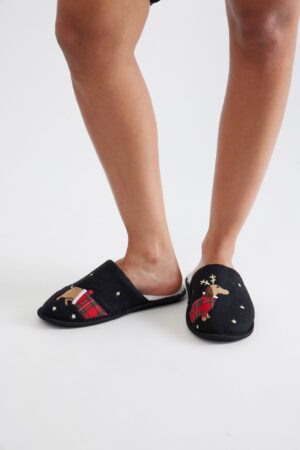 Pantuflas de Piel con Estampado de Perritos
