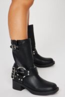 Botines con Hebilla y Tacón Cuadrado