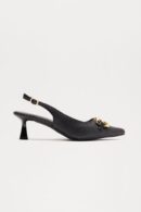 Zapatos de Tacón Bajo Estilo Slingback en Negro
