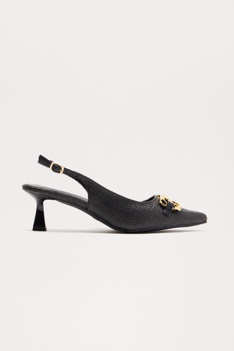Zapatos de Tacón Bajo Estilo Slingback en Negro - Image 2