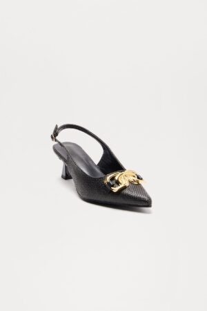Zapatos de Tacón Bajo Estilo Slingback en Negro