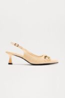 Zapatos de Tacón Bajo Estilo Slingback con Detalle Metálico