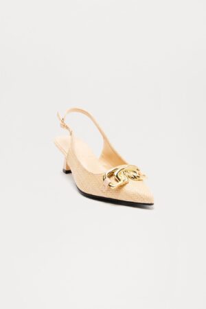 Zapatos de Tacón Bajo Estilo Slingback con Detalle Metálico
