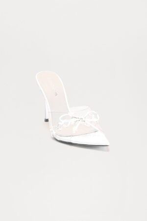 Sandalias de Tacón con Moño - Blanco
