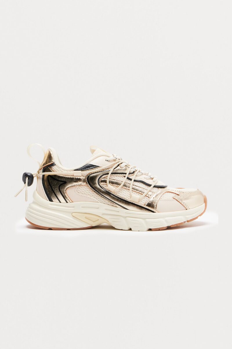 Zapatillas Deportivas con Cordones en Dorado