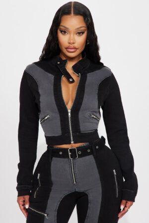 Chaqueta de Moto en Denim Bicolor