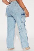 Fairfax High Rise Stretch Cargo Jeans - Acid Wash Grey