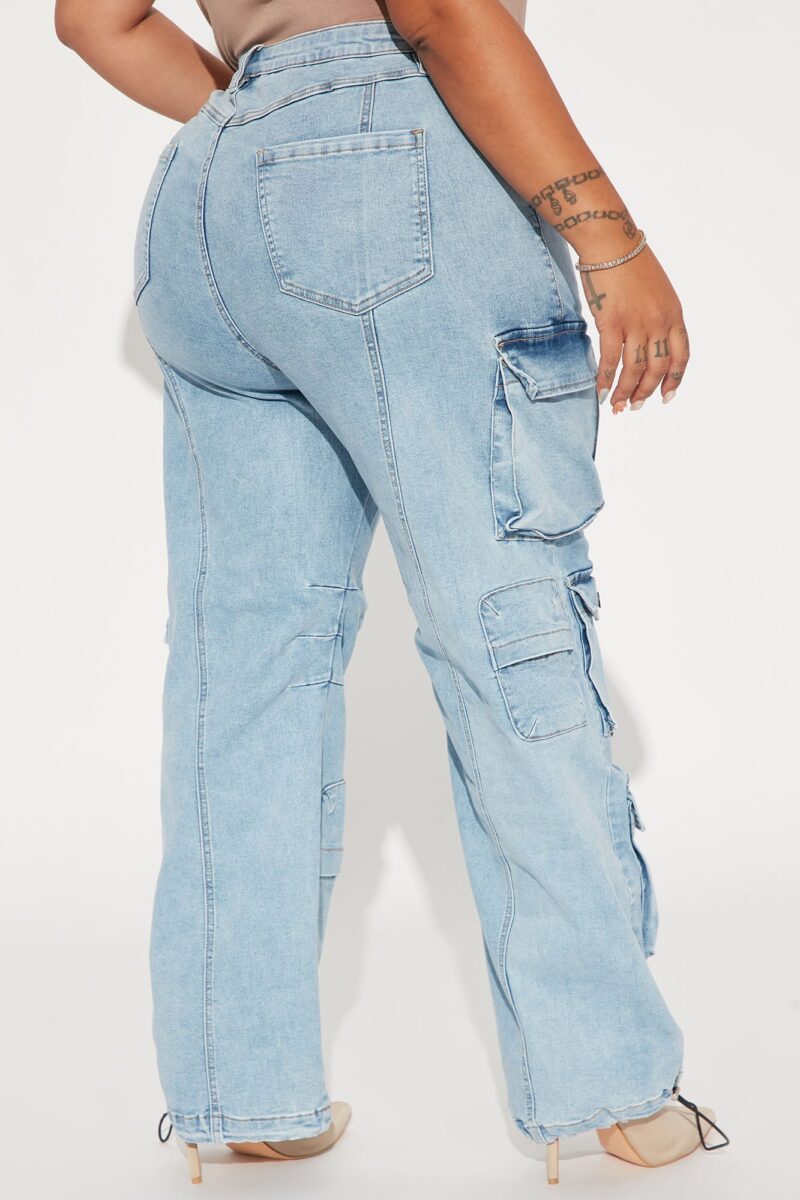 Fairfax High Rise Stretch Cargo Jeans - Acid Wash Grey - Image 13