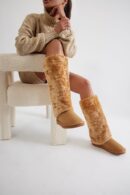 Botas Altas Imitación Piel de Coco - Castaño