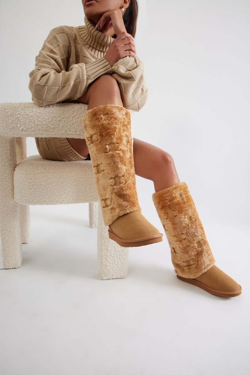 Botas Altas Imitación Piel de Coco - Castaño - Image 2