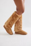 Botas Altas Imitación Piel de Coco - Castaño