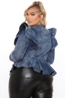 Chaqueta Peplum de Denim - Lavado Azul Medio