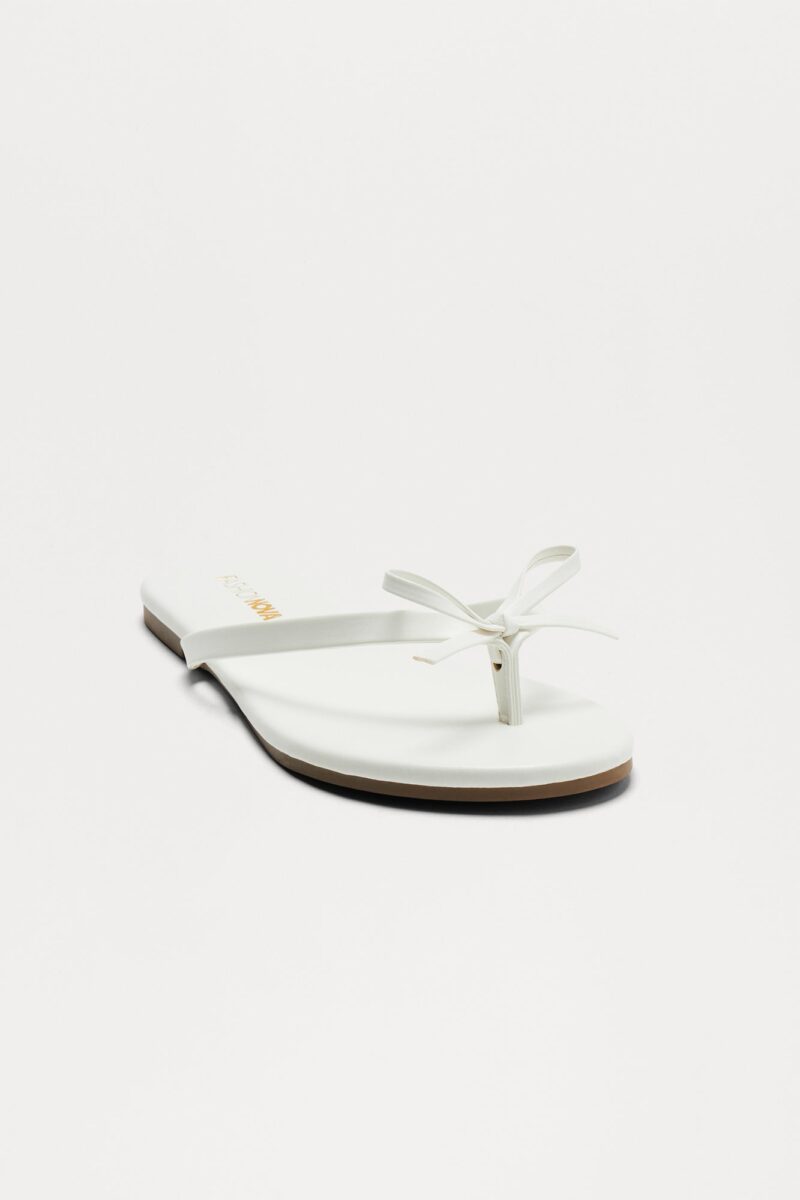 Ojotas con Detalle de Moño en Coral - Blanco