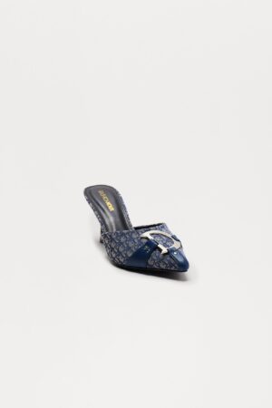 Zapatos de Tacón Estampados con Detalle Metálico