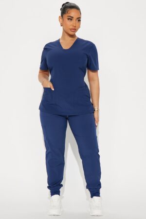 Conjunto de Uniforme Médico Ajustable con Elástico - Azul Marino