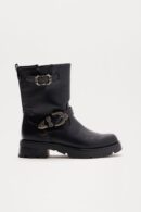 Botines Callum con Hebilla y Tacón Bajo - Negro