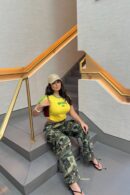 Pantalón Cargo Camuflado de Tiro Bajo y Pierna Ancha