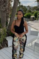 Pantalón Campana con Flecos y Cintura Elástica