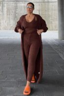 Conjunto Cómodo de 3 Piezas con Leggings - Negro