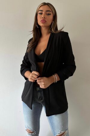 Blazer Elegante con Mangas 3/4 Arruchadas